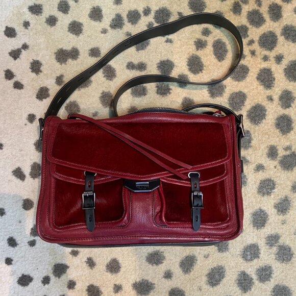 Rag & Bone dark red leather shoulder bag with black leather accents - Picture 4 of 5